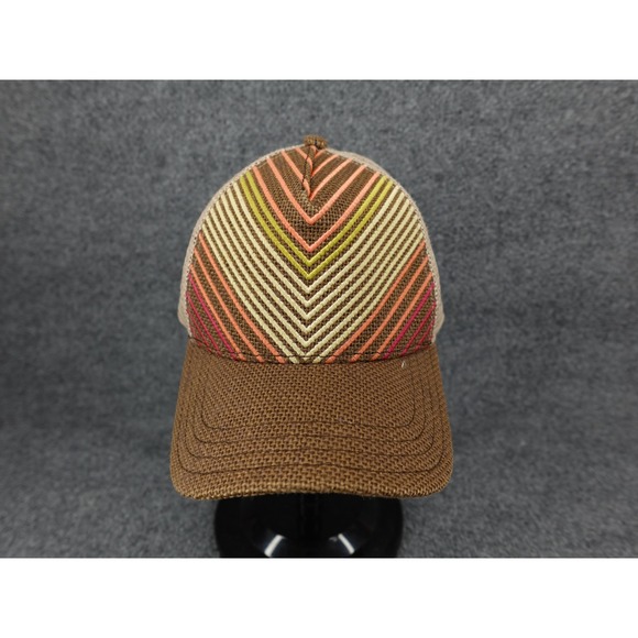 Prana Accessories - Prana Trucker Hat Womens OS Brown Chevron Embroidered Mesh Snapback Cap